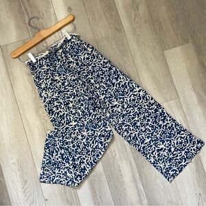 Zara Printed Pants linen wide leg girls Blue (size 11-12y) bohemian colorful